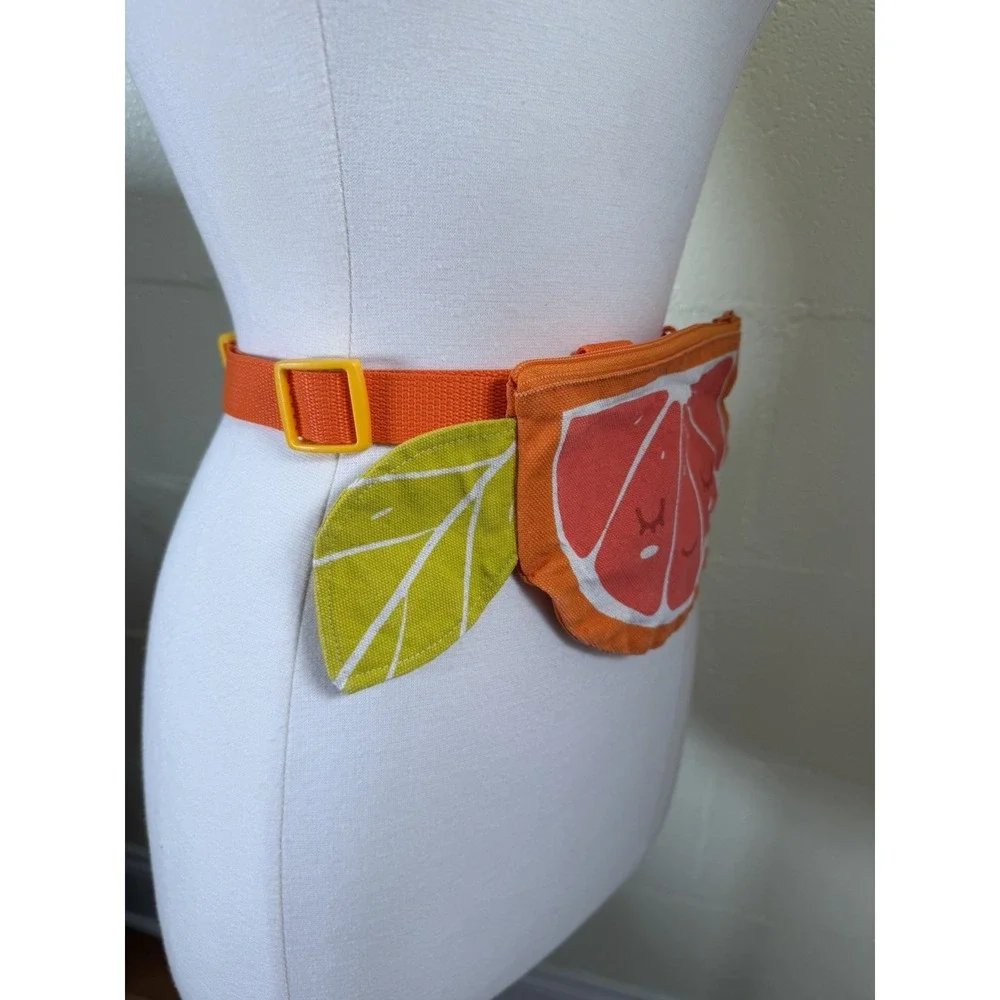 Lovelane‎ Citrus Slice Waist Bag Kids Belt Bag Orange Fruit Canvas Fanny Pack